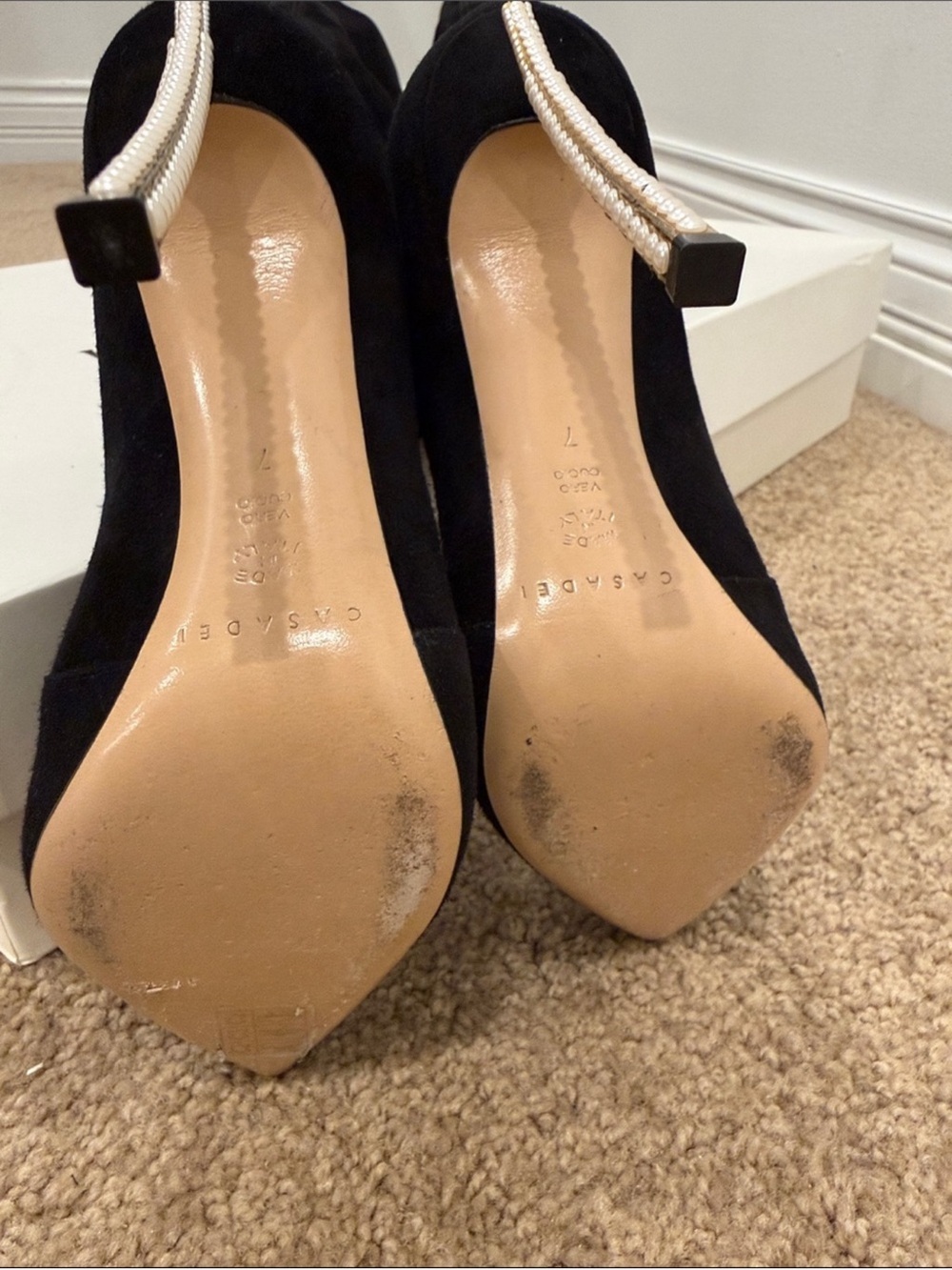 Casadei Black Suede Over The Knee Pearl Heel Boots 37 / US 7 Statement Luxury - Picture 8 of 10